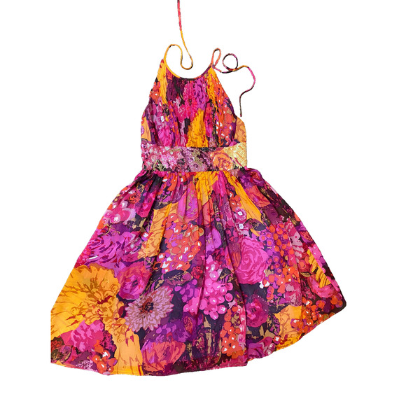 Aidan Mattox % Silk Chiffon‎ Floral Print Dress Halter ~Sz 2~Beautiful - Picture 8 of 8